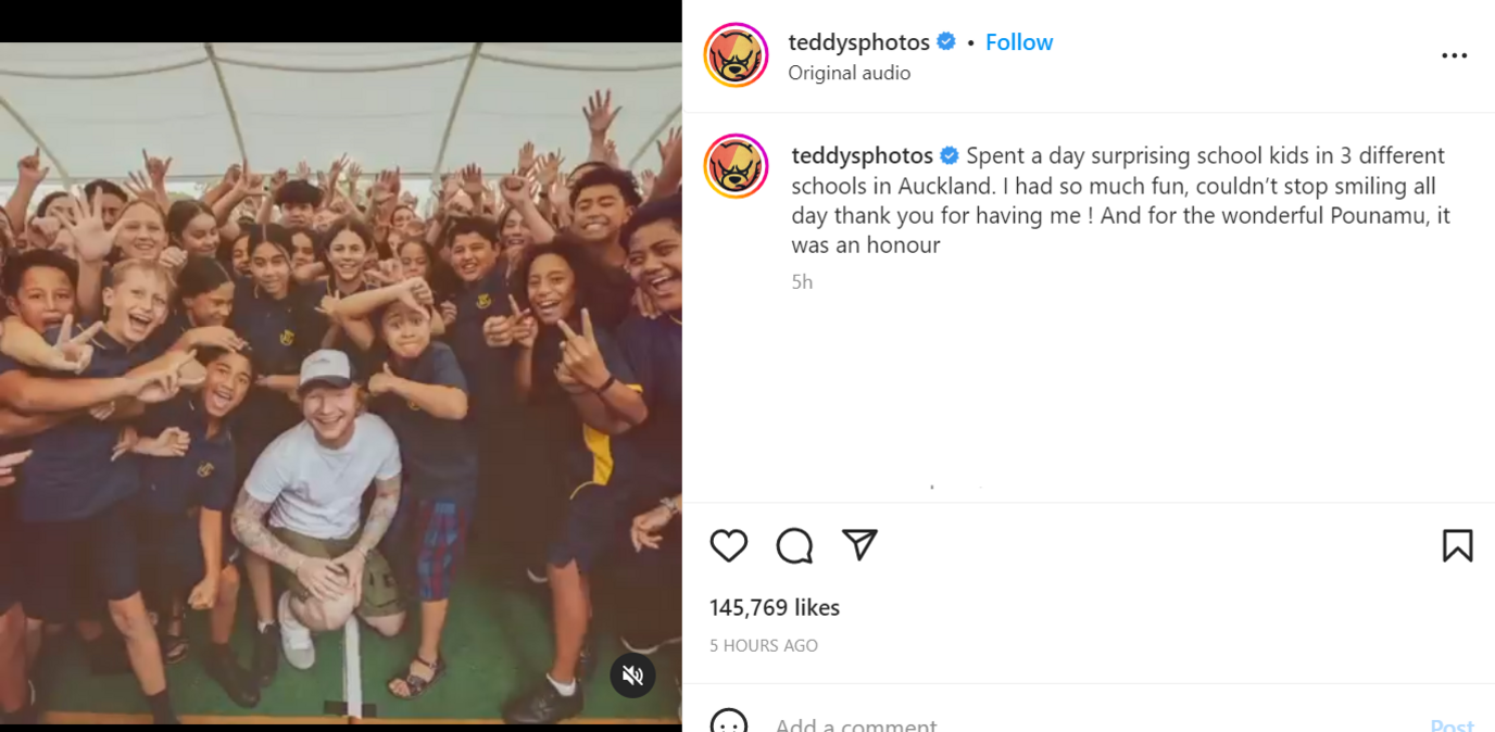 Ed Sheeran tweet with kids