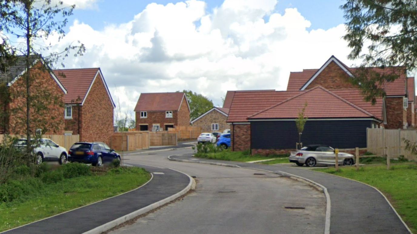 Modern houses in the cul-de-sac of Mead Field Drive