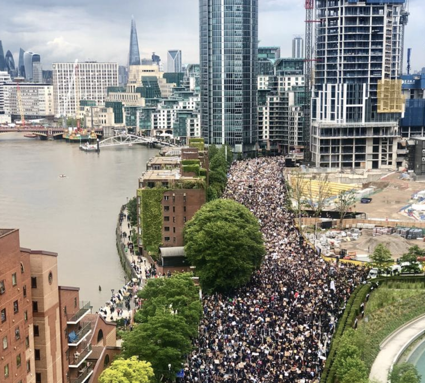 Protesters gather near US Embassy in south London on Sunday 7 June