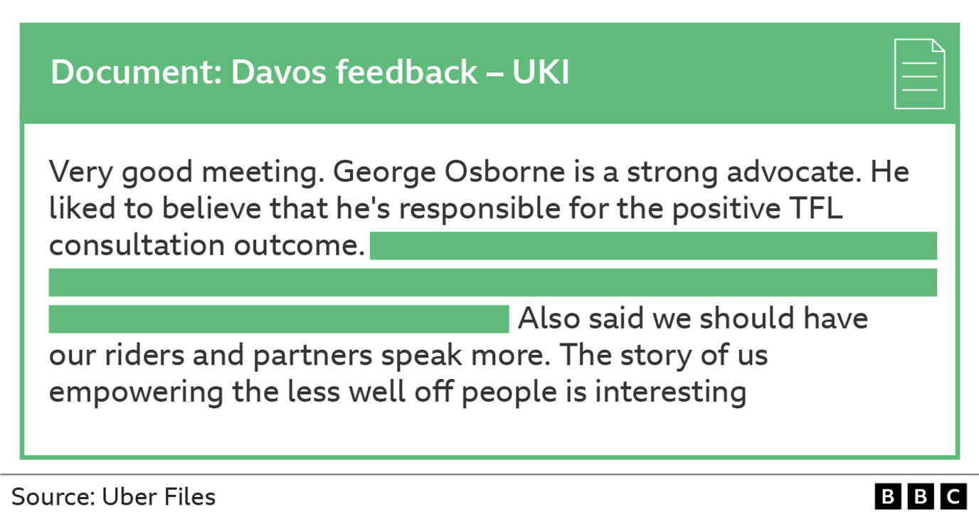 Email reading: Very good meeting. George Osborne is a strong advocate. He liked to believe that he's responsible for the positive TFL consultation outcome.