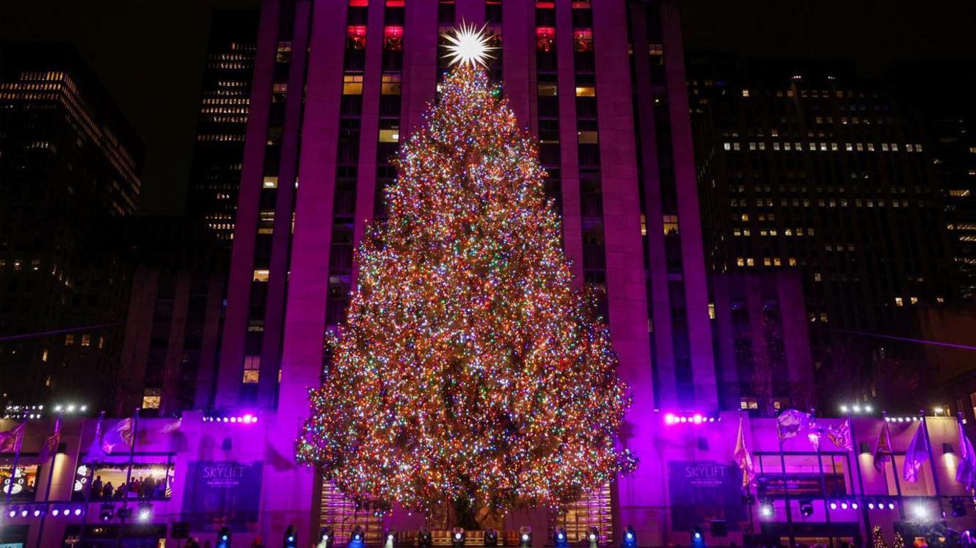 Rockefeller Center Christmas tree in New York City.