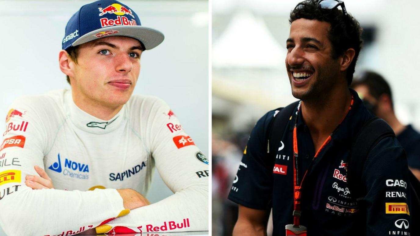 Daniel Ricciardo and Toro Rosso's Max Verstappen