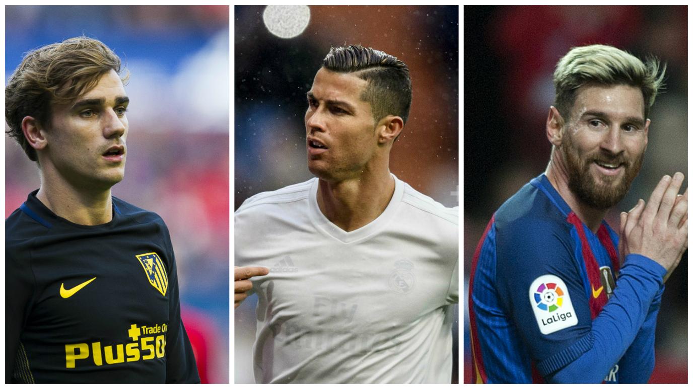 Antoine Griezmann, Lionel Messi and Cristiano Ronaldo