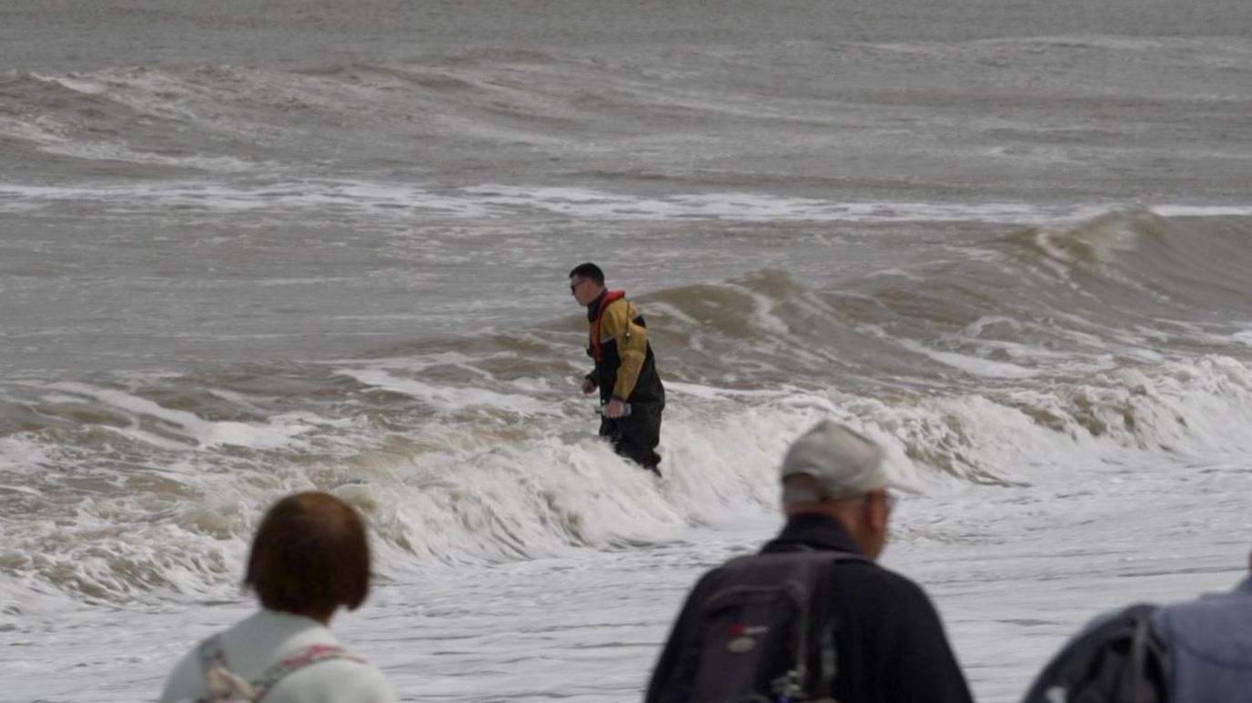 Water sampling of the sea at East Runton