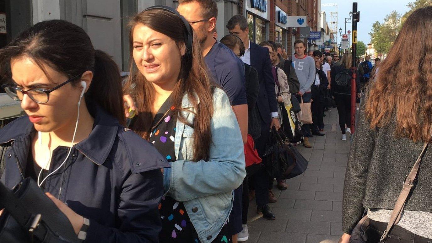 Queues at Surbiton station