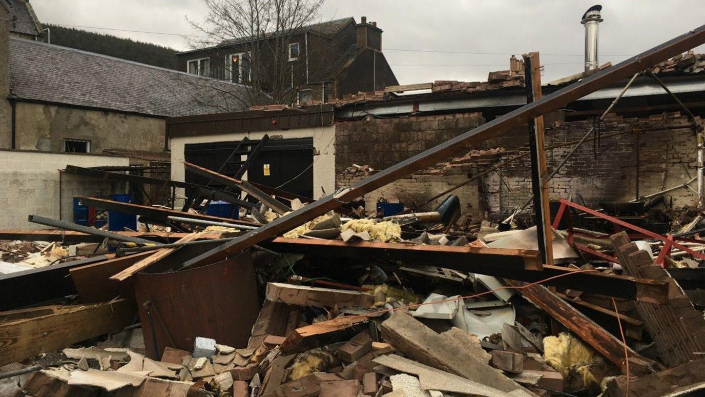 The ruined Rathburn Chemicals factory in Walkerburn after an explosion caused by health and safety breaches