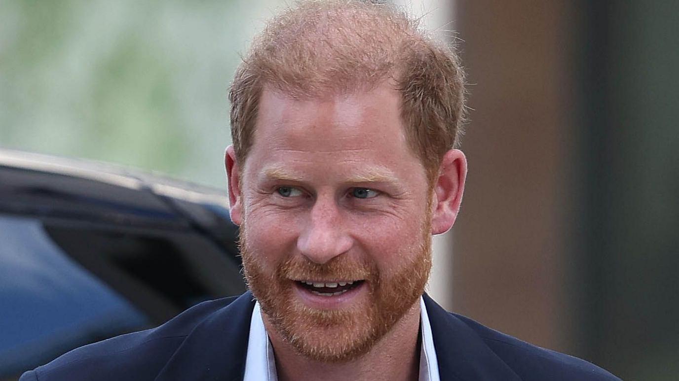Prince Harry head and shoulders on a visit to the UK in September 2025