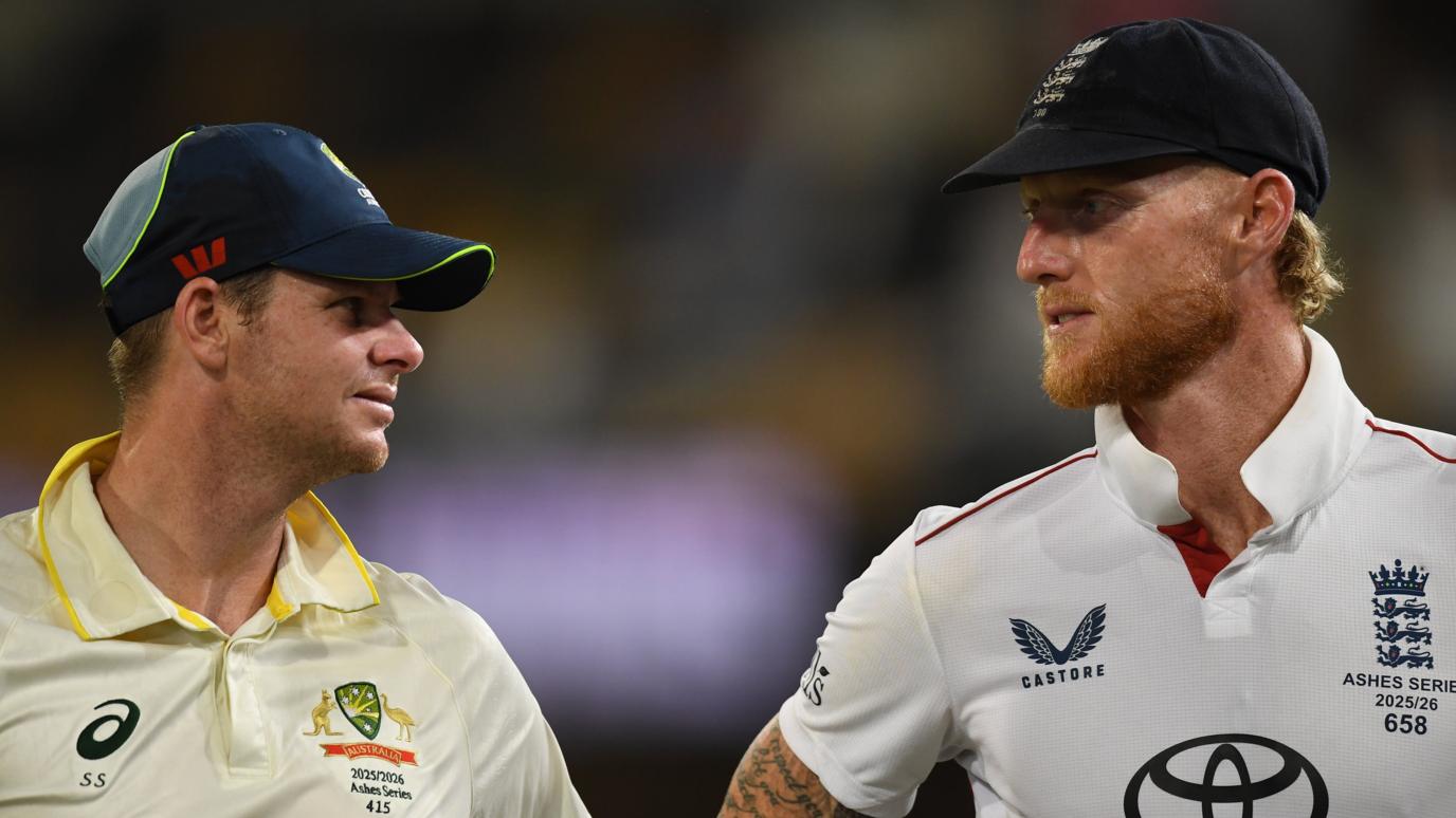 Australia stand-in captain Steve Smith (left) and England captain Ben Stokes (right) talk after the second Test