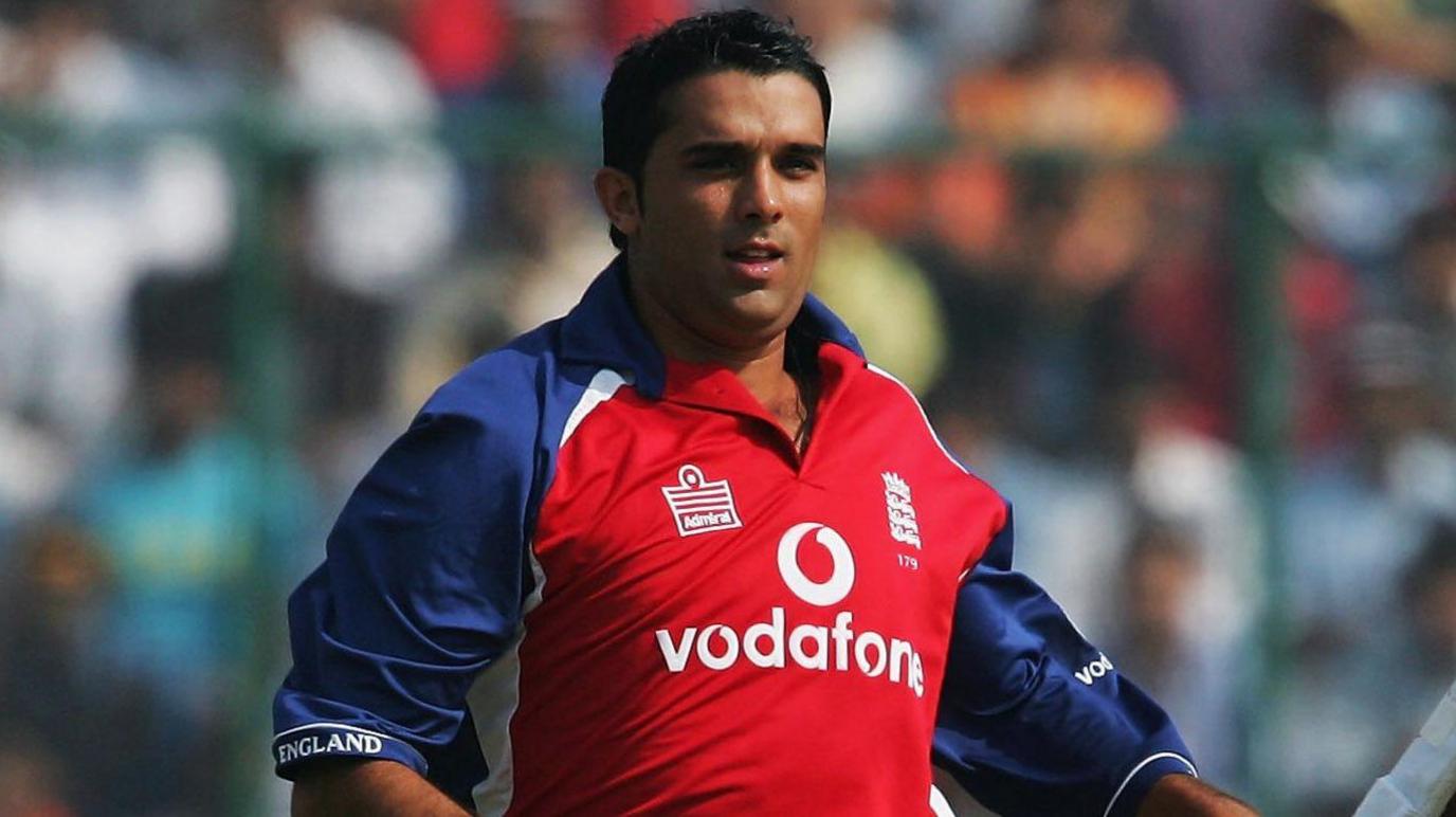 Kabir Ali playing for England away to India in an One-Day International in 2006 