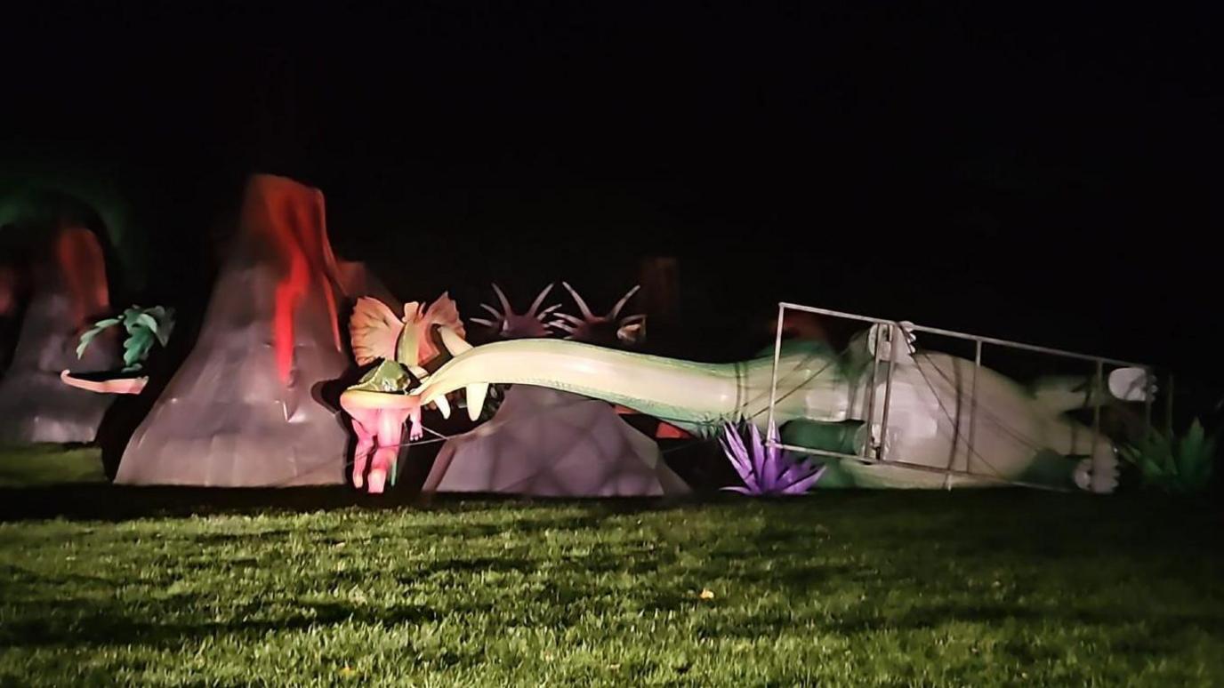 Longleat's dinosaur display toppled over during the night.