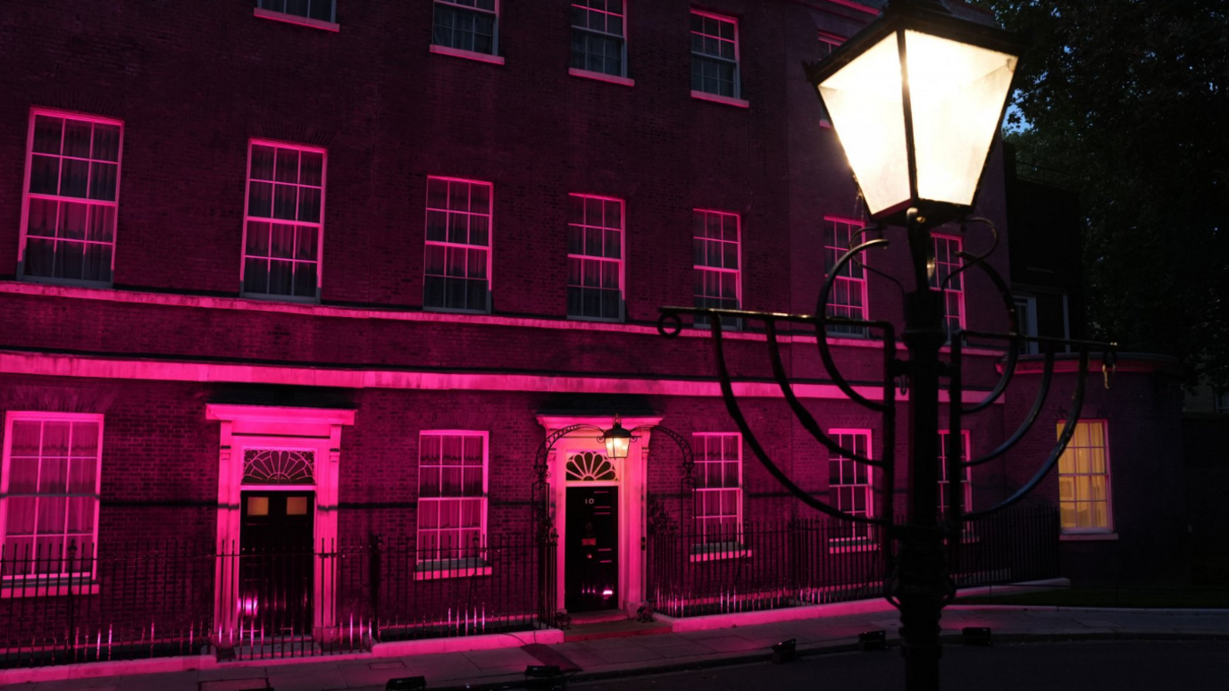 Downing Street lit up in pink in memory of the Southport attack victims