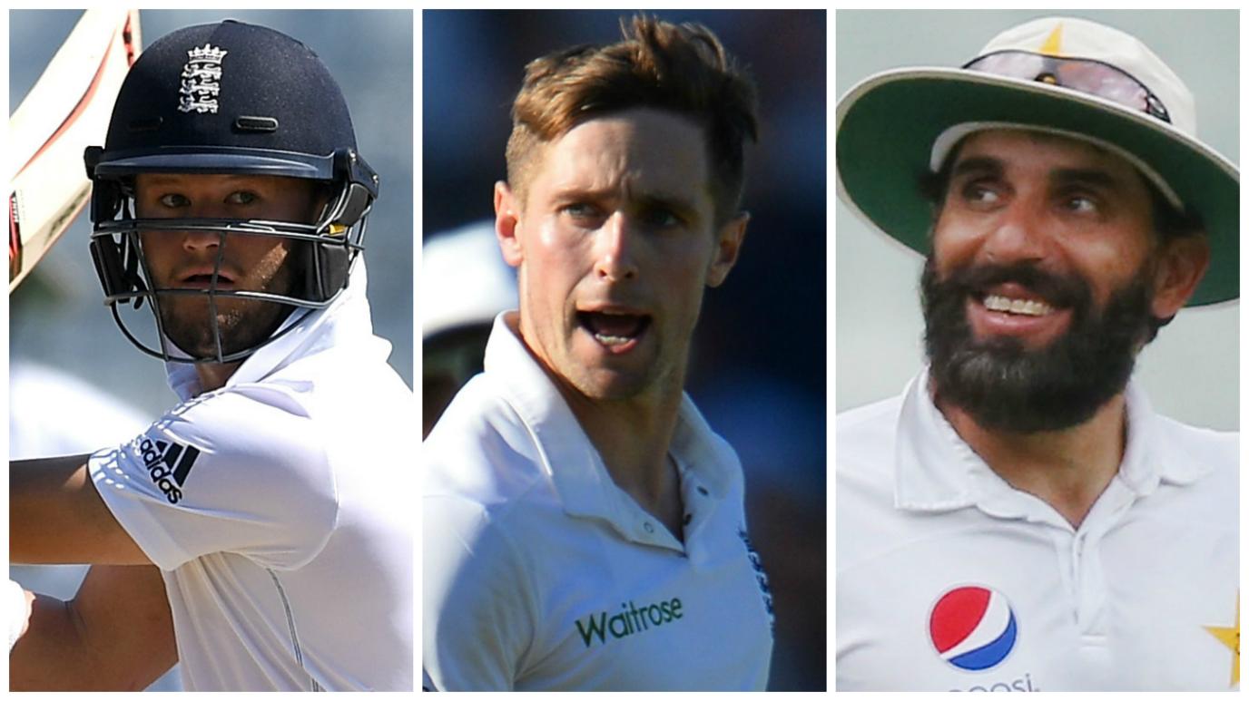 Ben Duckett, Chris Woakes and Misbah-ul-Haq