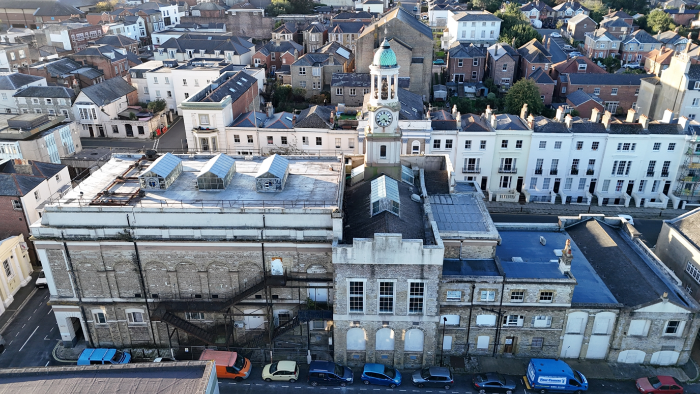 A bird's eye view of the back of Ryde Theatre.