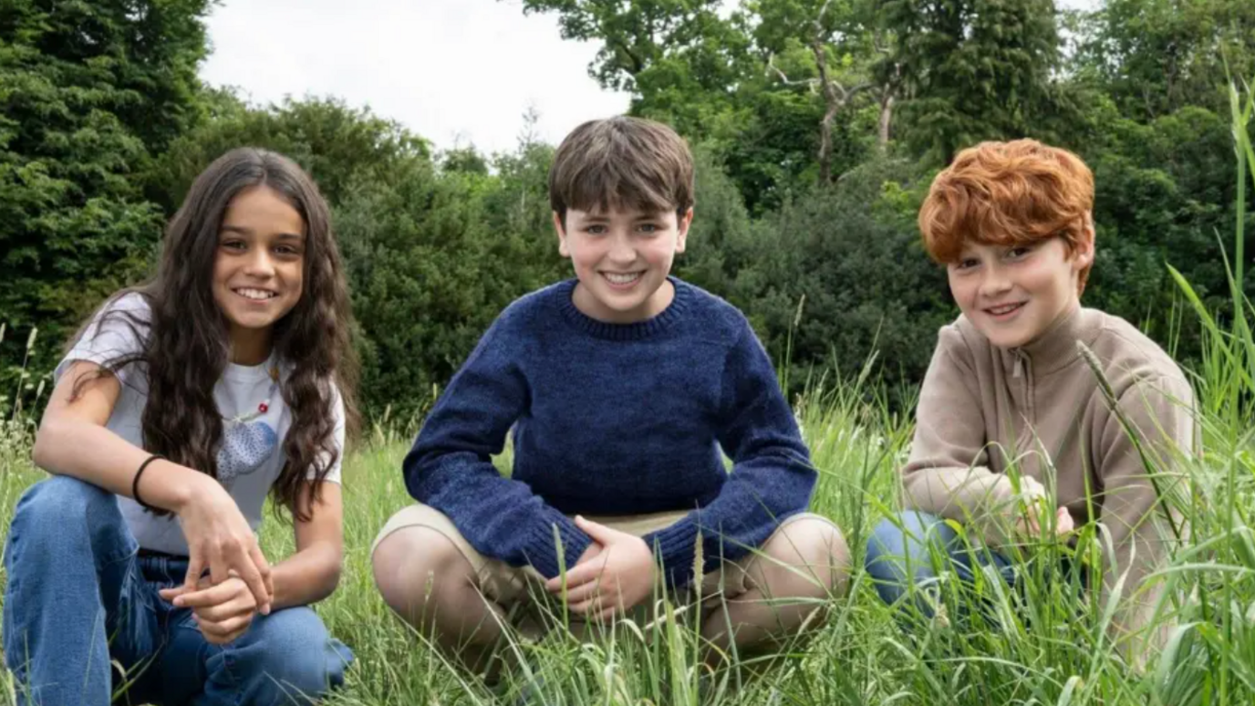 Dominic McLaughlin as Harry Potter, Alastair Stout as Ron Weasley and Arabella Stanton as Hermione Granger