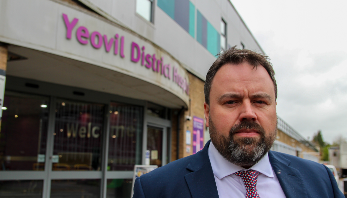 Chris Loder MP outside Yeovil Hospital