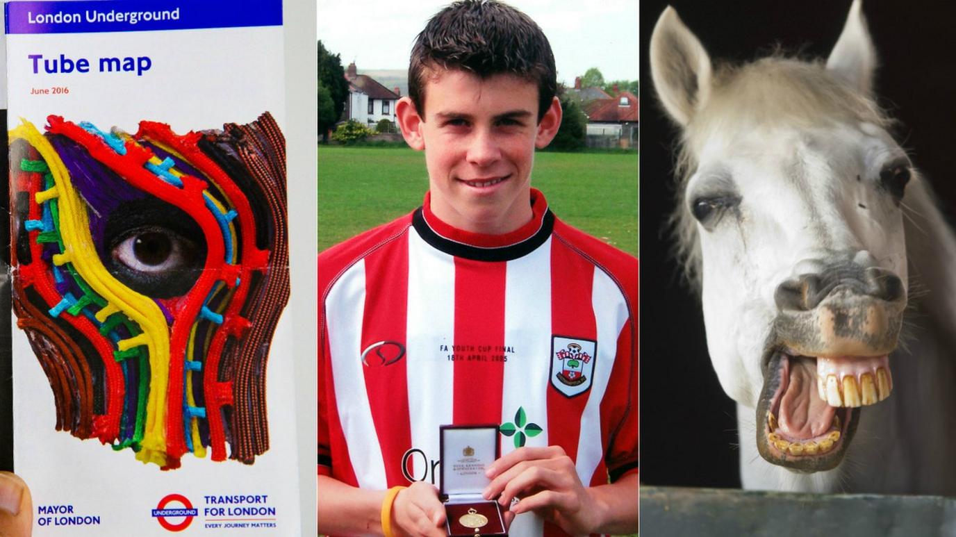 Tube map, young Gareth Bale and a smiling horse