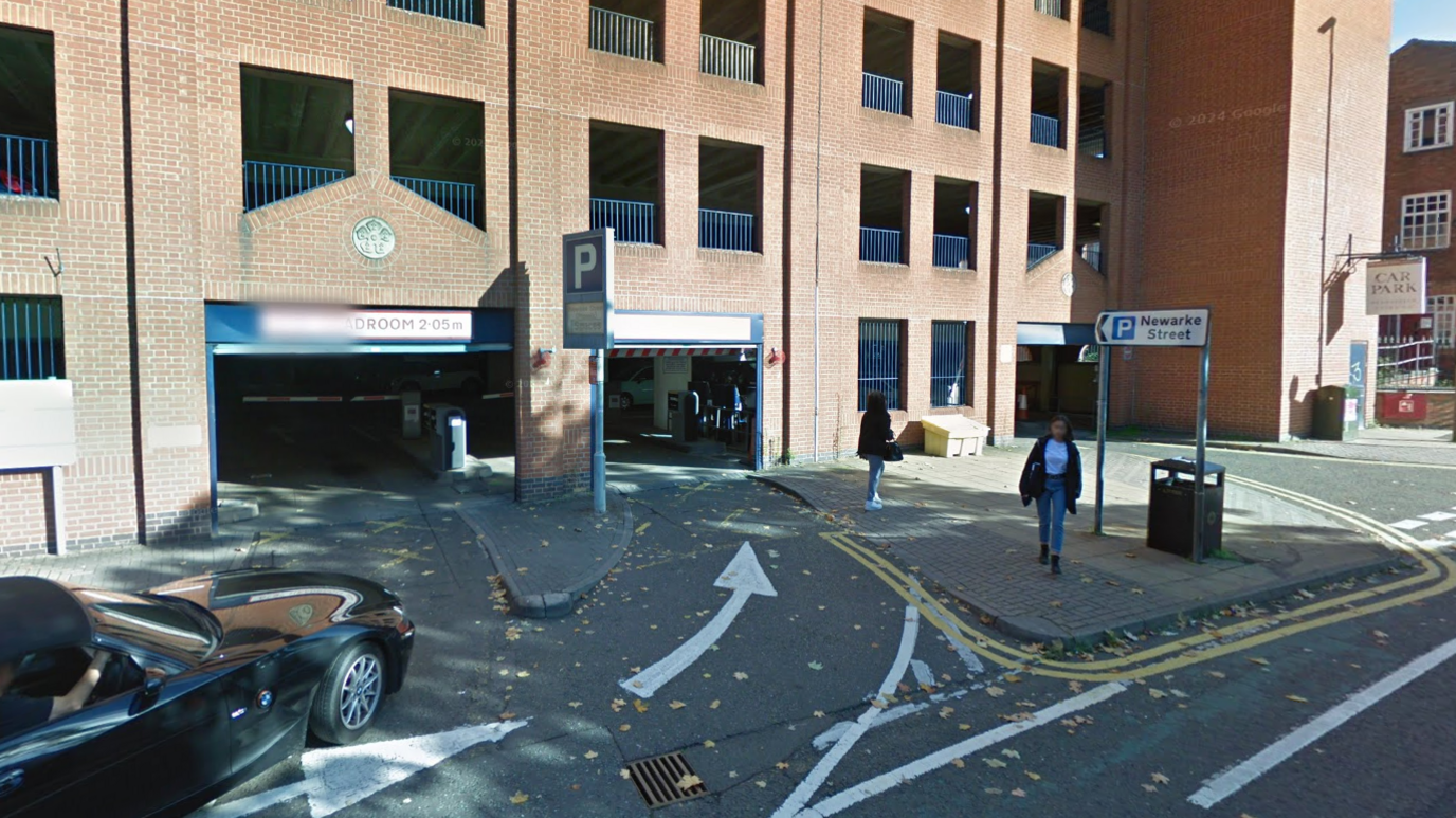 Entrance to the Newarke Street car park in Leicester city centre