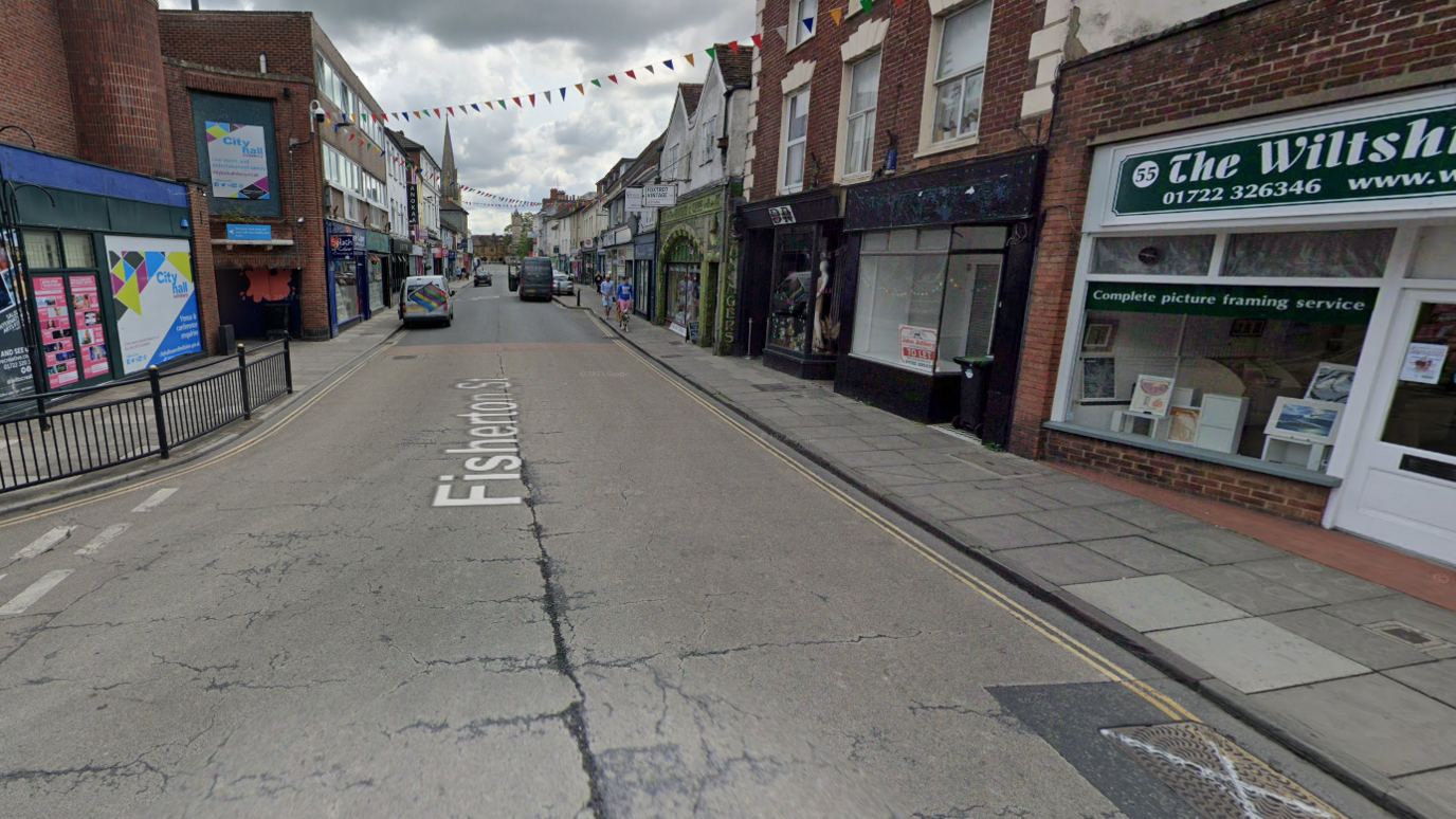 Fisherton Street with shops on either side