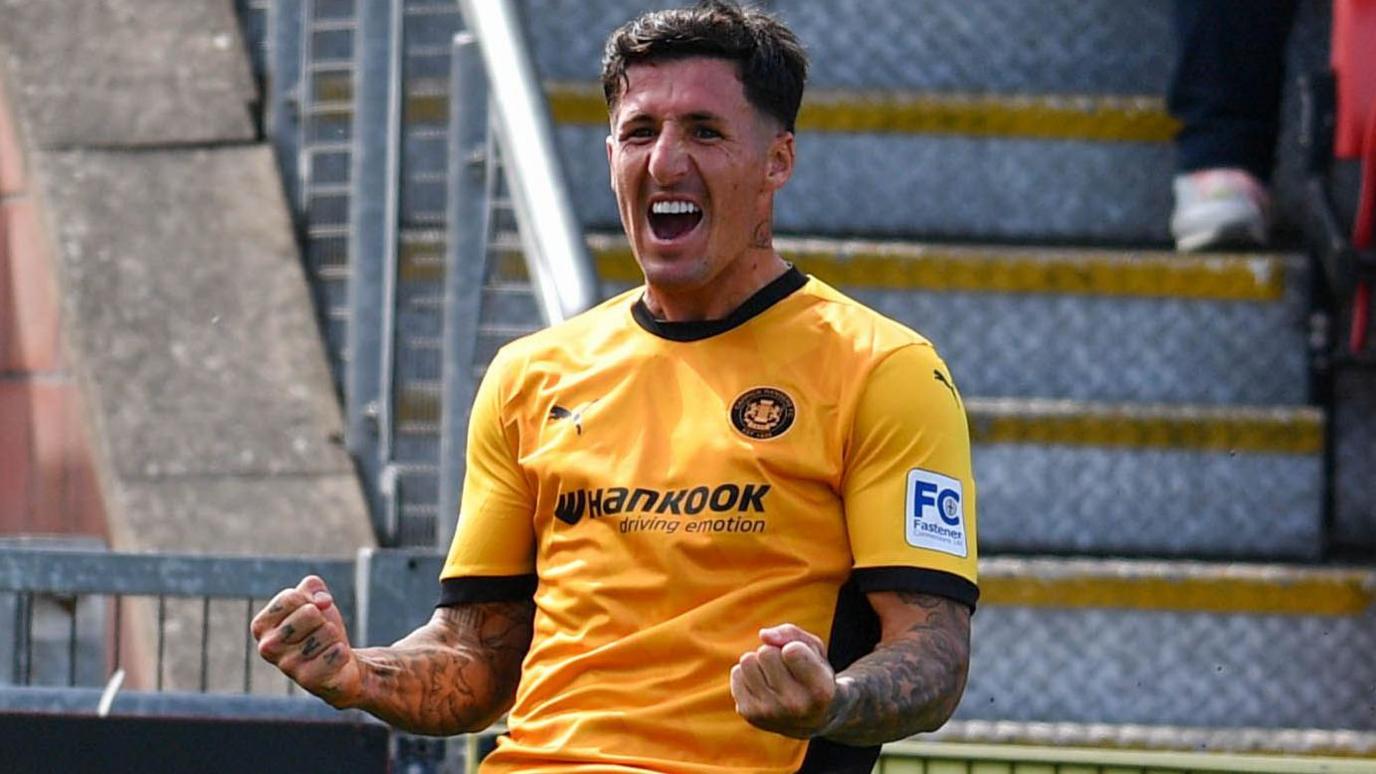 Danny Gibson celebrates