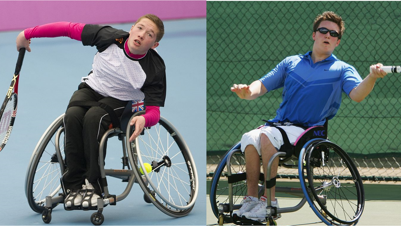 Hewett and Reid playing tennis as teenagers.