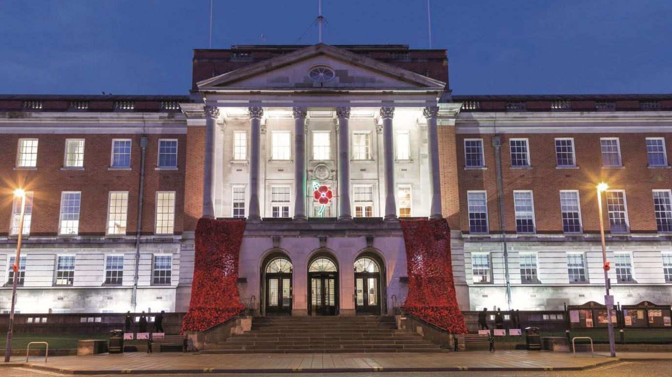 The poppy cascade at Chesterfield Town Hall