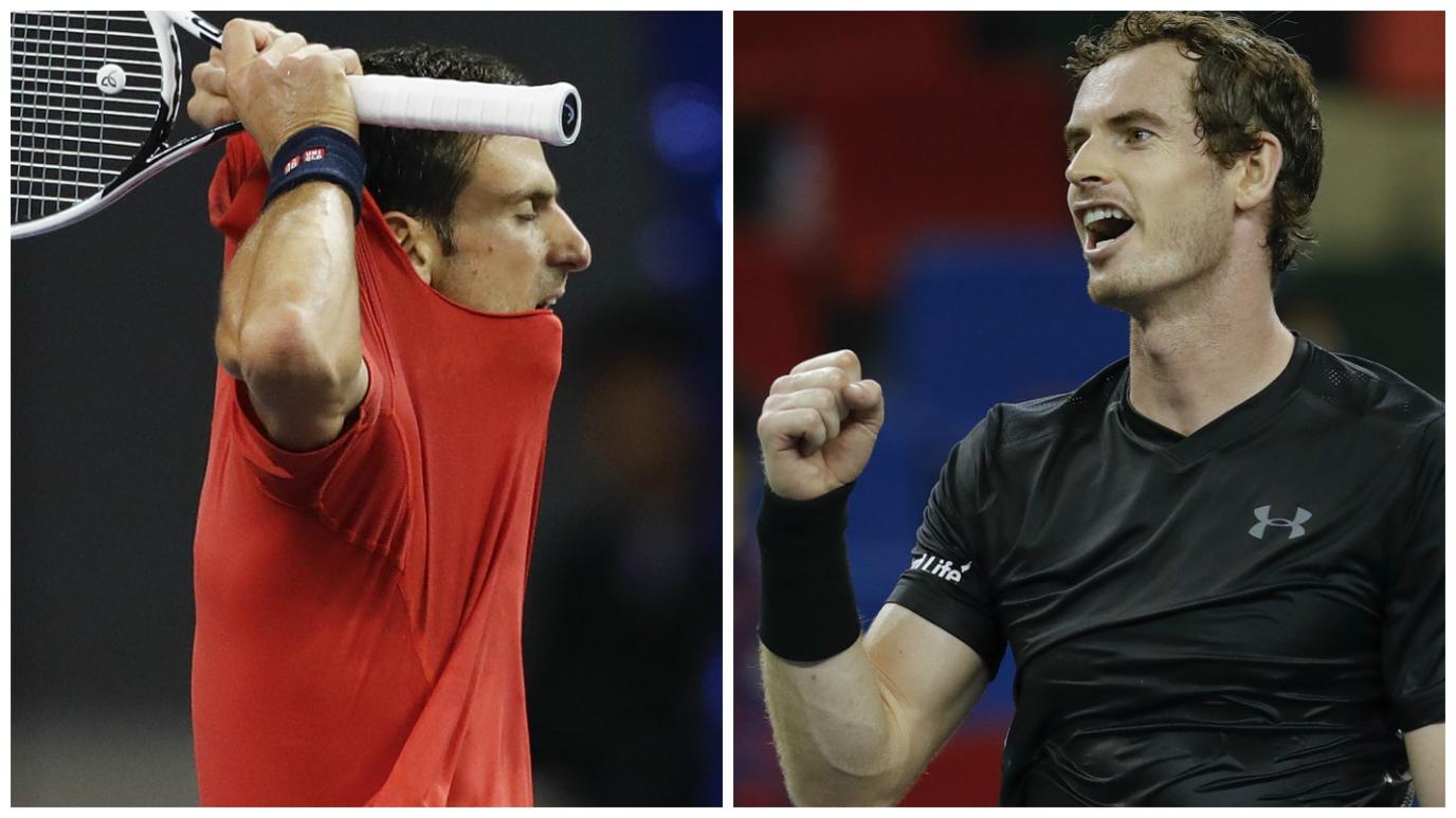 Novak Djokovic and Andy Murray during their Shanghai Masters semi-finals