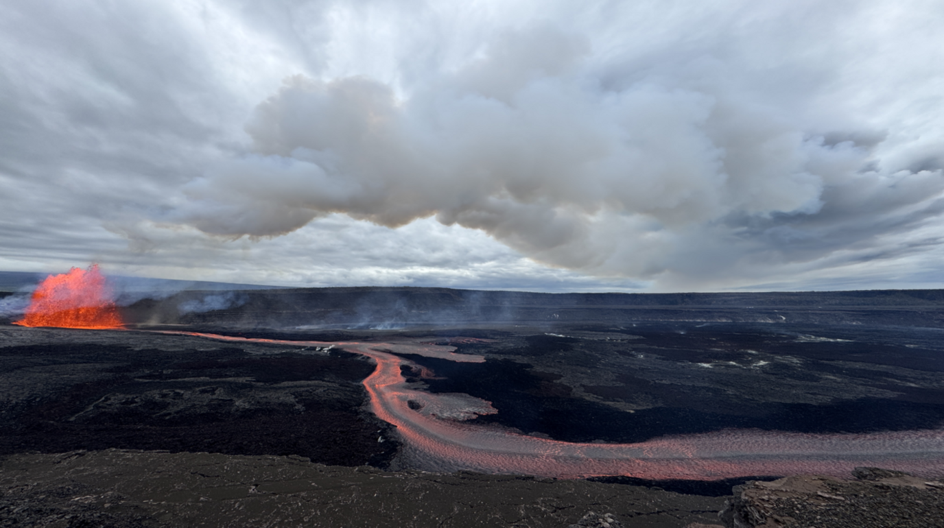 a river of lava flows out of the kilauea volcano