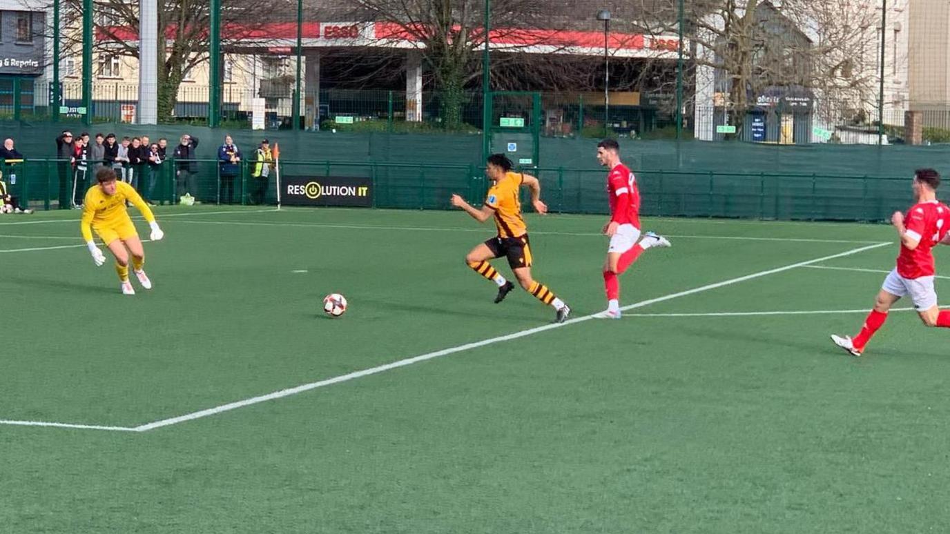 Action from Jersey Bulls v Falmouth Town