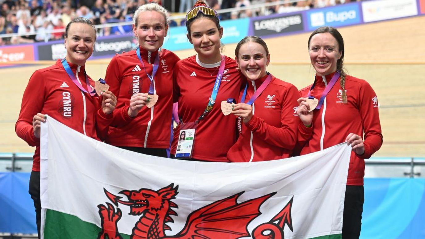 Wales team pursuit squad Jess Roberts, Ciara Oliva, Carys Lloyd, Megan Barker, Anna Morris