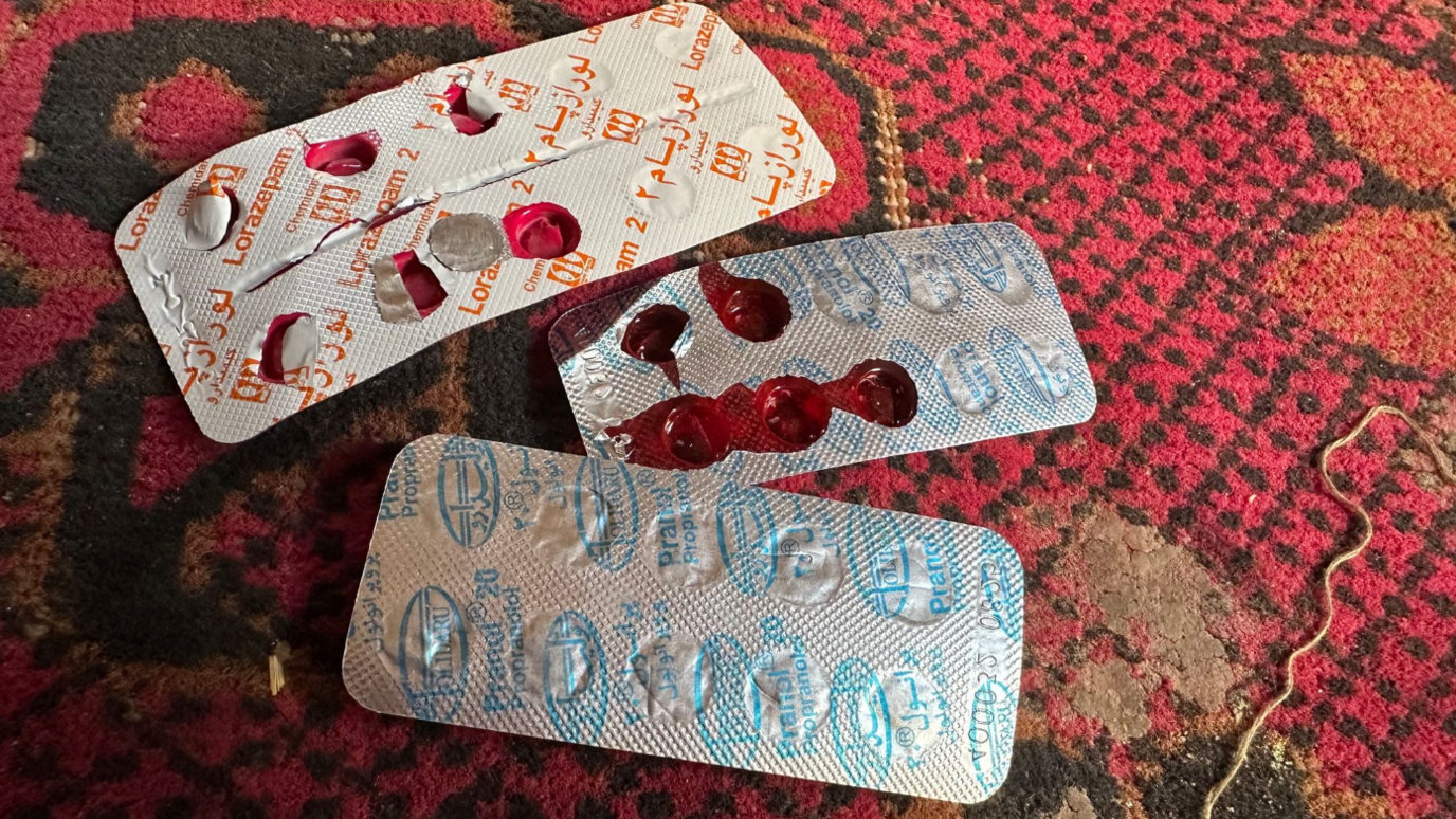 One is a strip of Lorazepam, an anti-anxiety medicine, the other is Propanolol, a drug that controls high blood pressure.