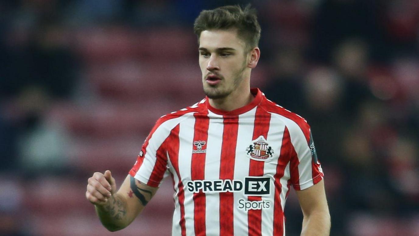 Zak Johnson of Sunderland playing against Stoke City at the Stadium Of Light in the FA Cup