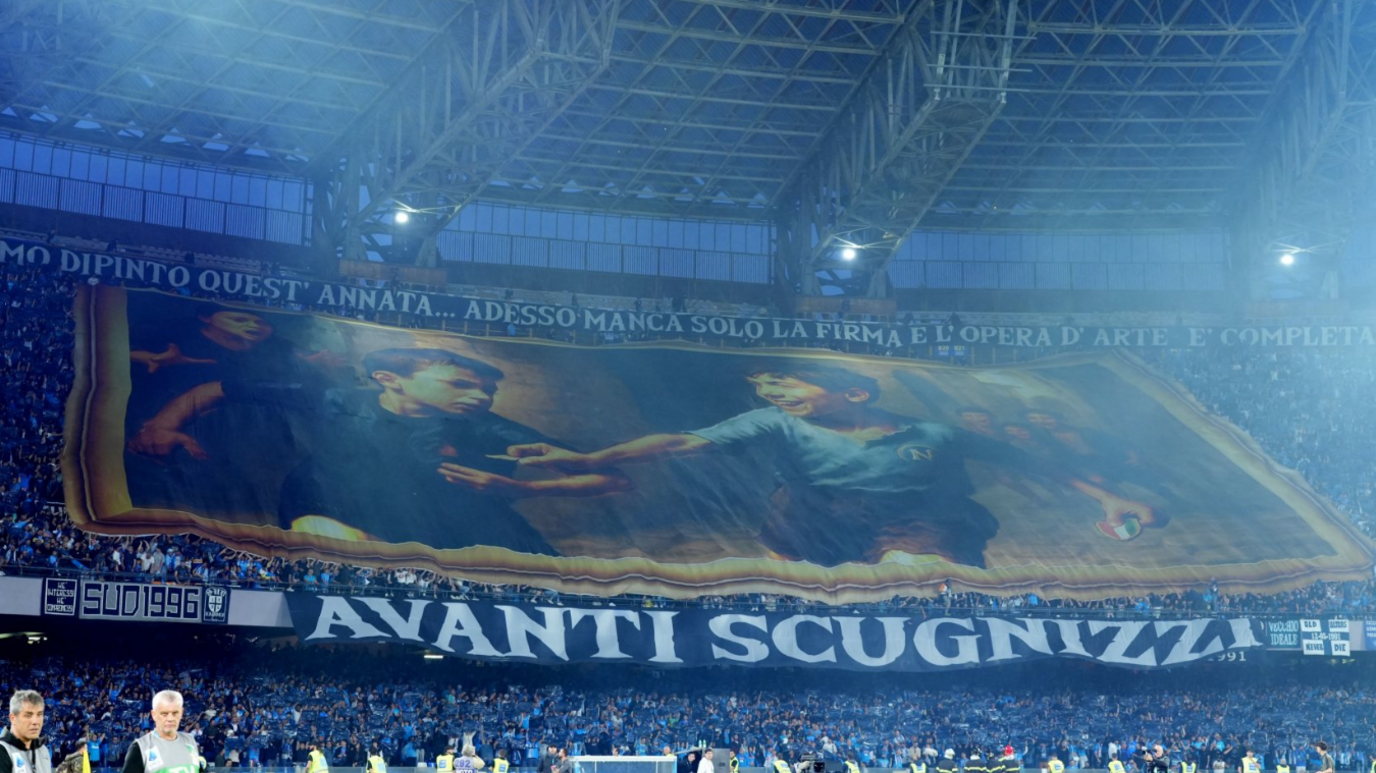 The Napoli fans displayed this banner before the game