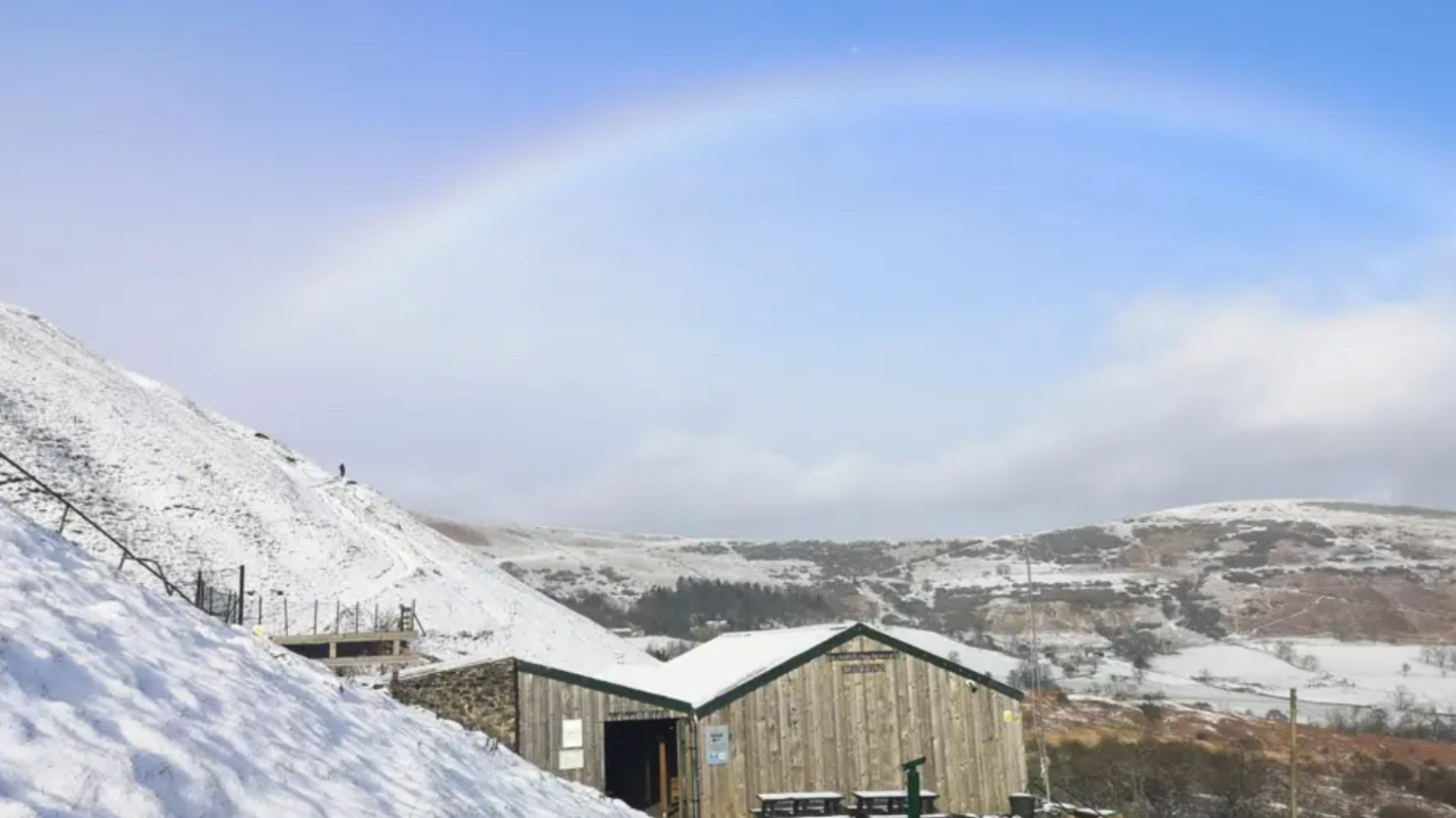 A snow rainbow in Castleton in Derbyshire