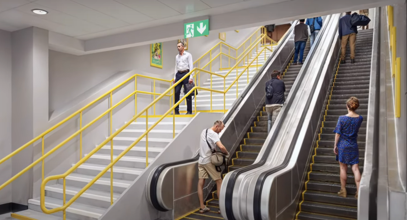 A CGI image of people riding the escalators at the planned Baltic station in Liverpool