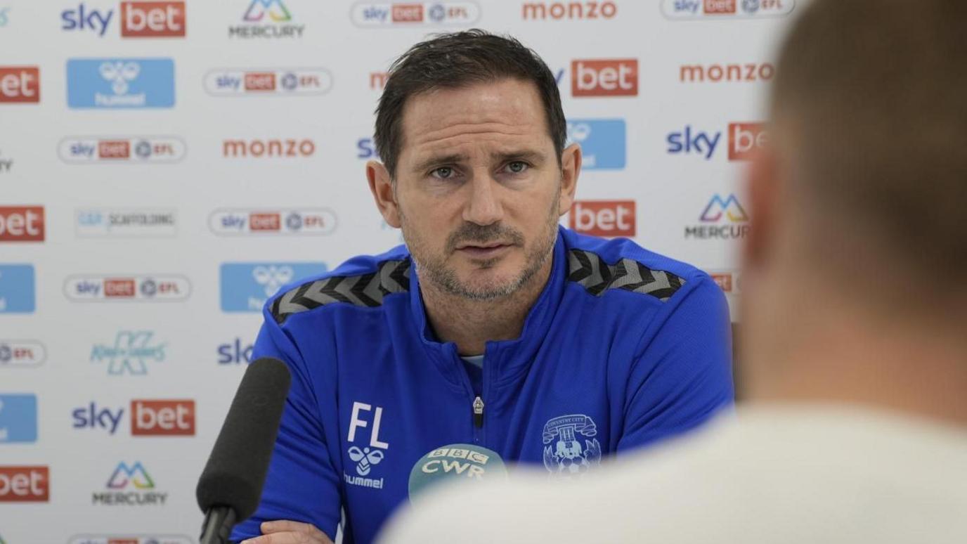 Coventry City manager Frank Lampard addresses the media