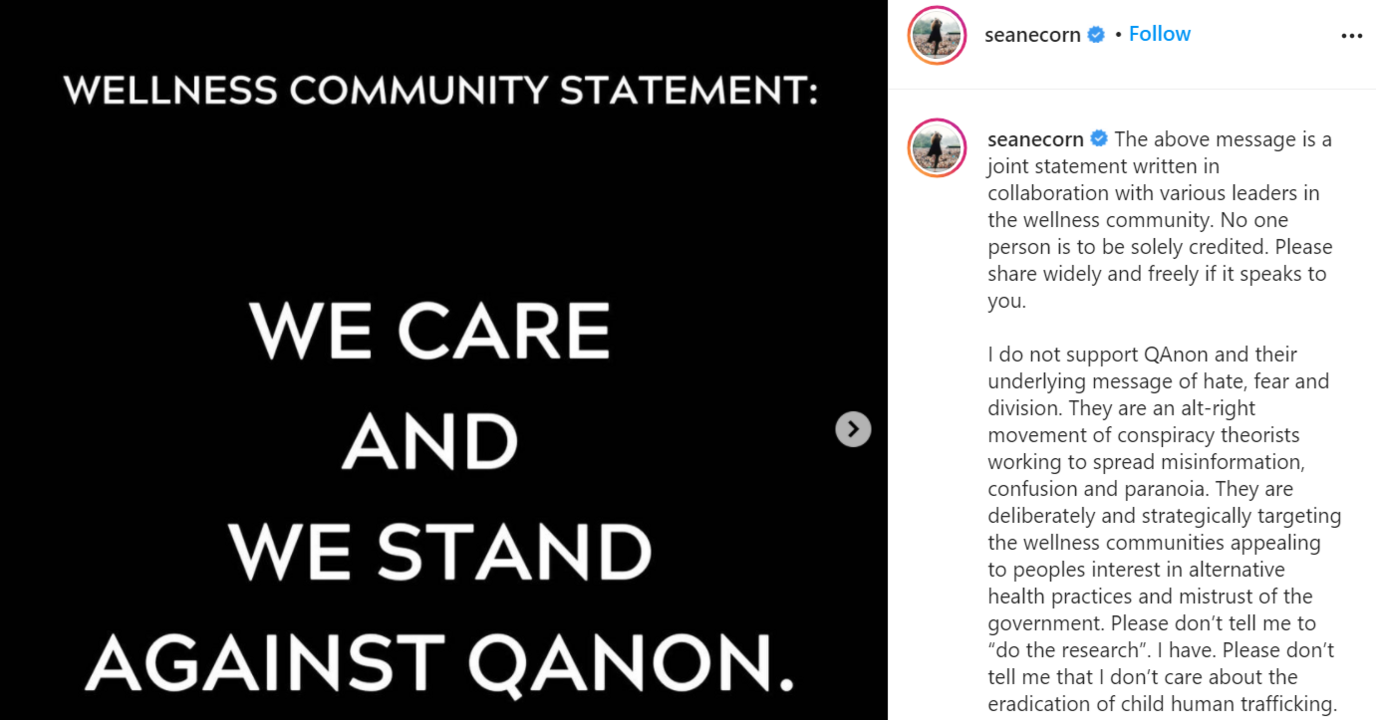 Screengrab of post by @seanecorn