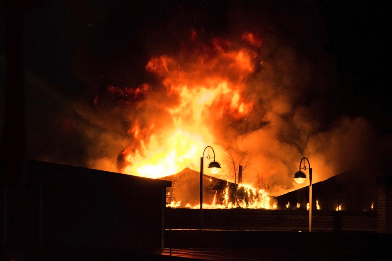 View of Glasgow scrapyard fire