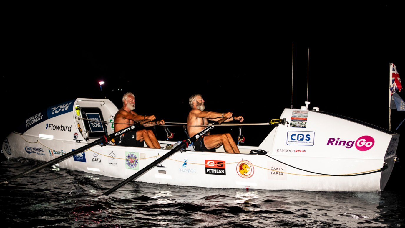 David Ferrier and Garry Hoyle rowing