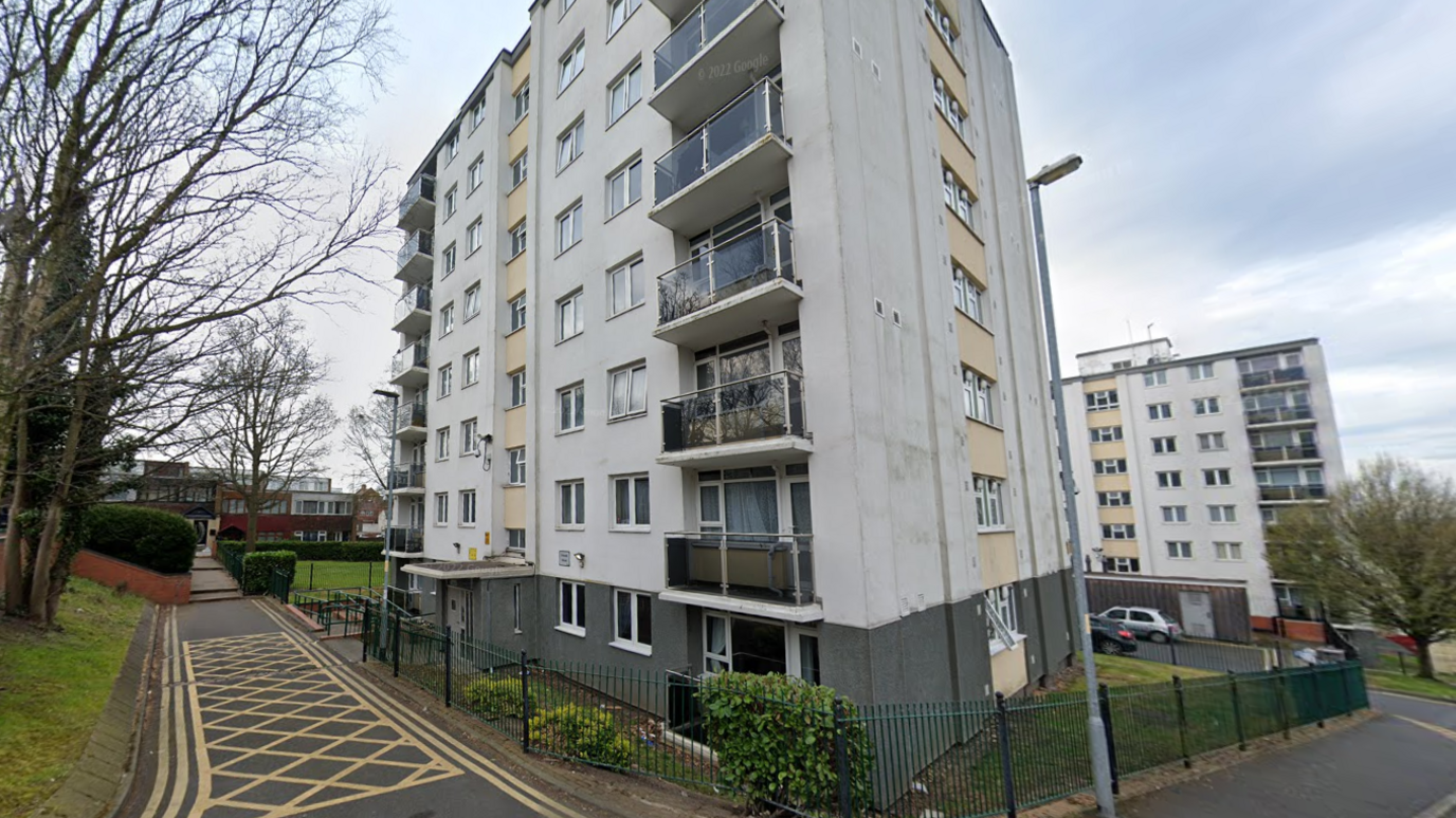 Google street view of a block of flats on Barleyfield Row in Walsall