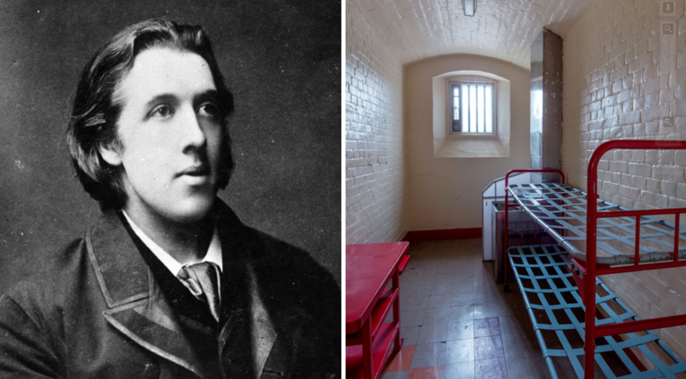 Oscar Wilde (1881) and his cell at Reading Prison 