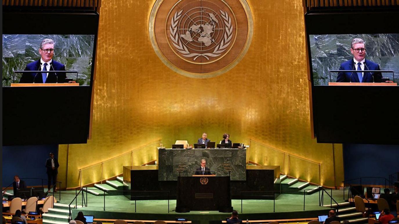 Keir Starmer addresses world leaders at the UN General Assembly 