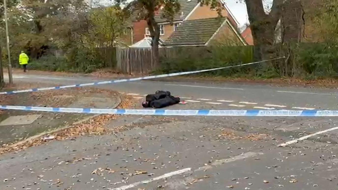 The cordon in place on Hunts Pond Road