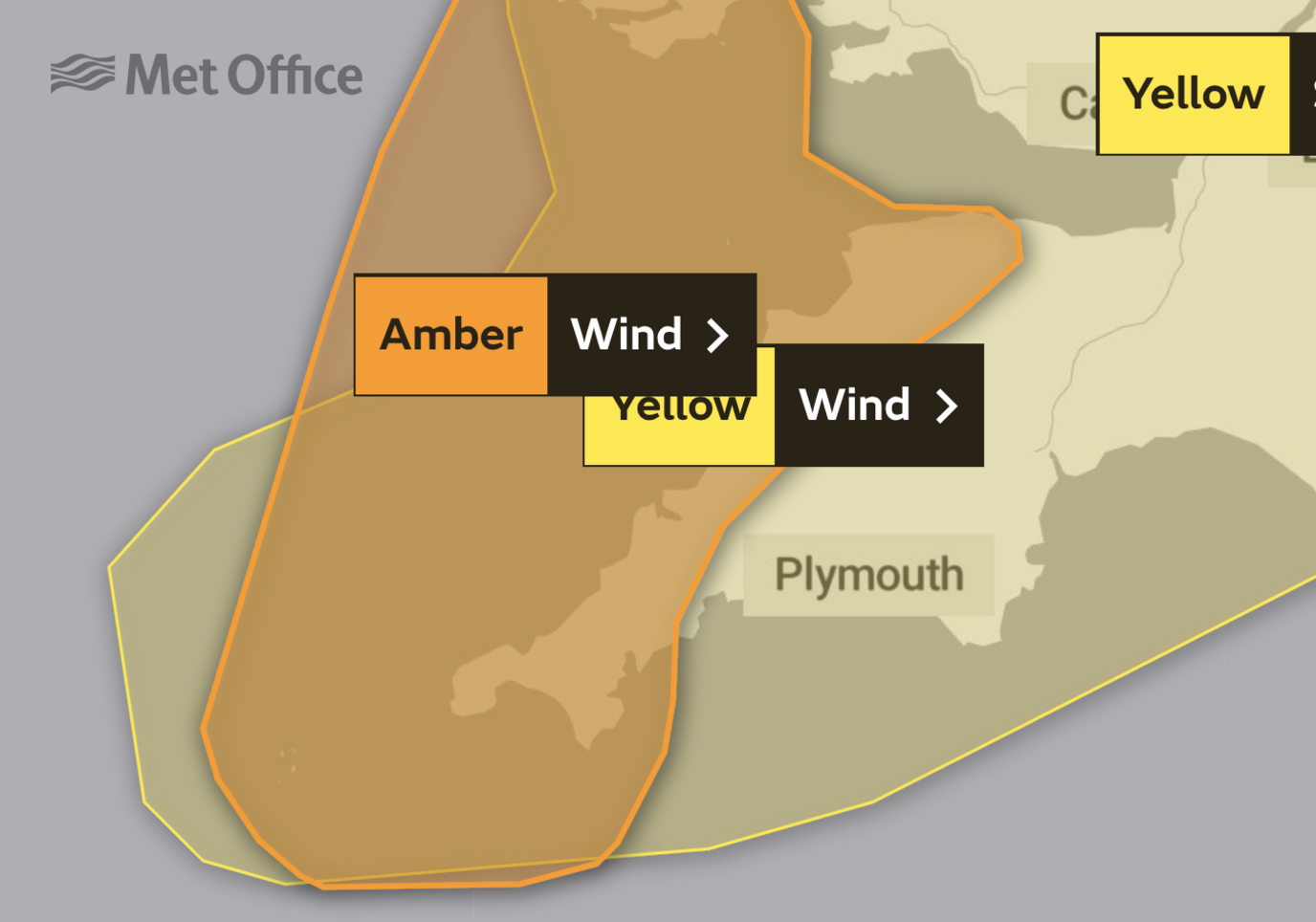 Map of the weather warnings