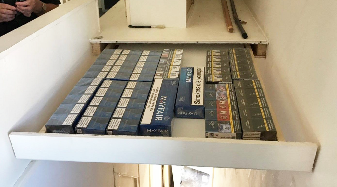 Cigarettes in a drawer