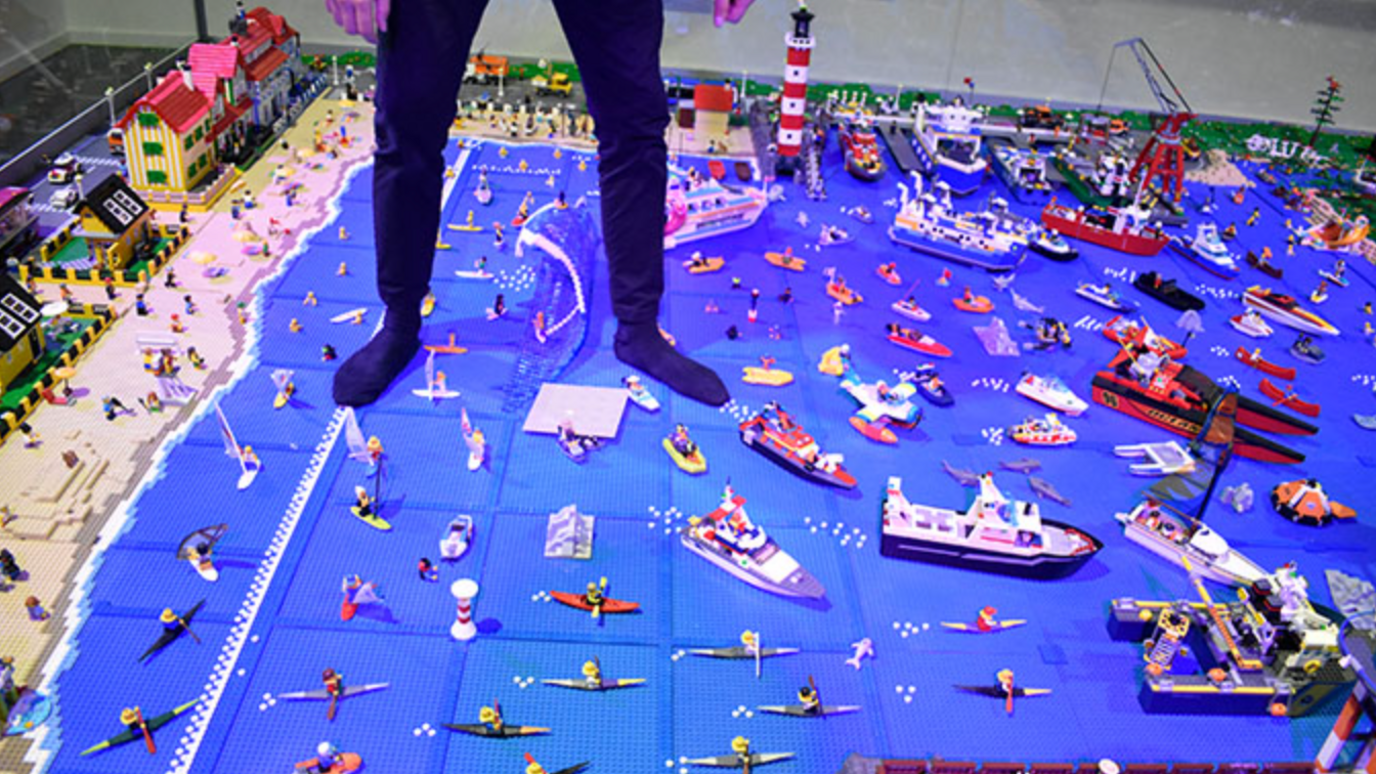 Lego city beach area with boats (also lego)
