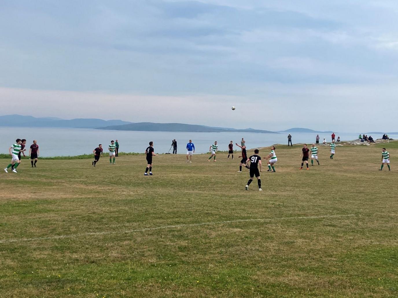 The Eriskay football pitch, overlooking the sea.