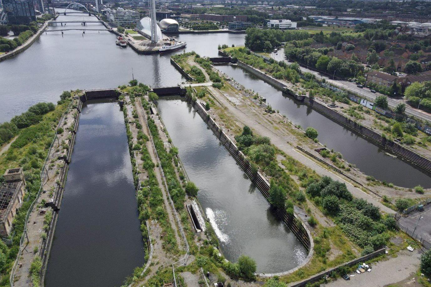 Birds eye view of the docks