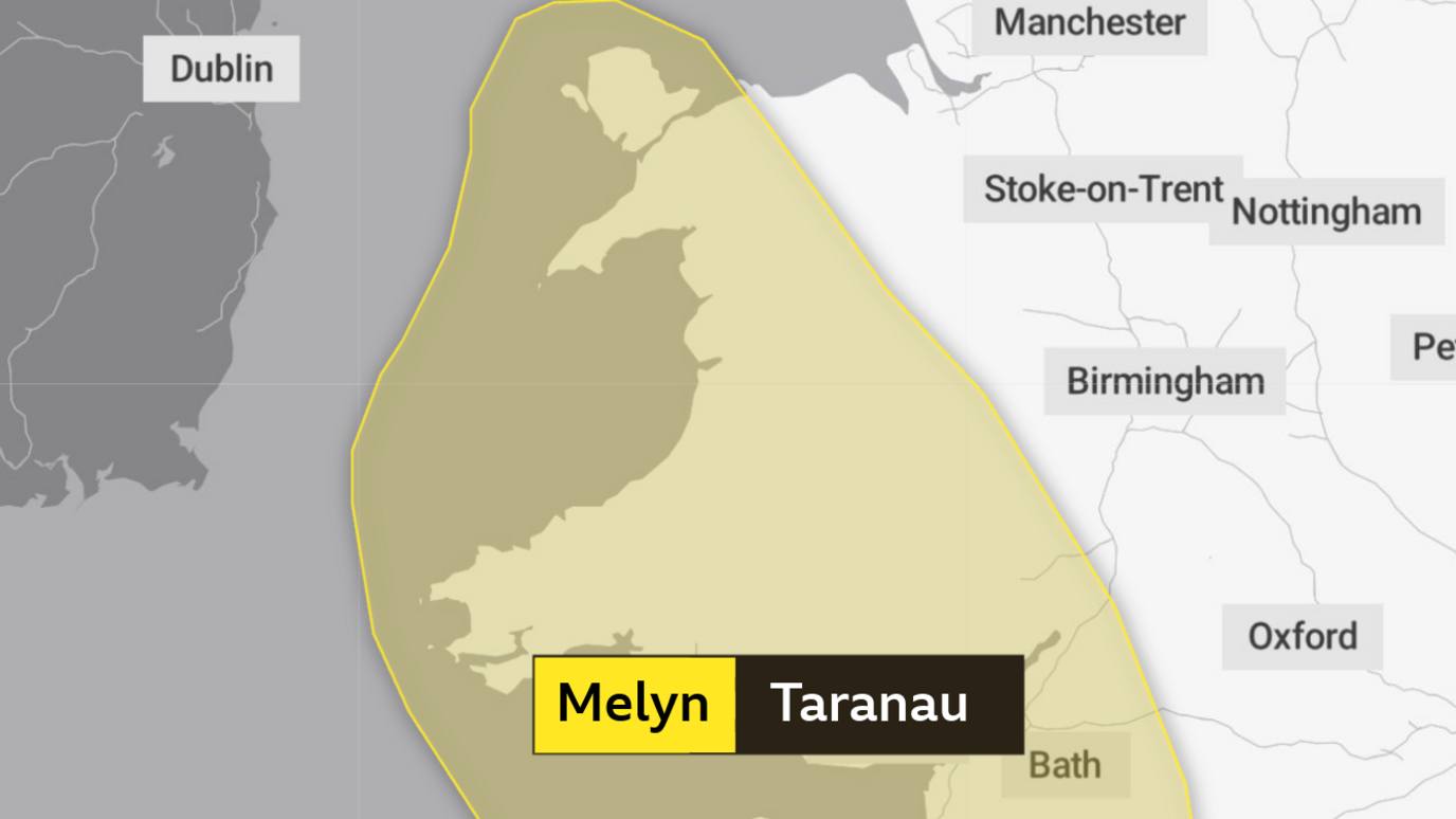 Map rhybudd melyn