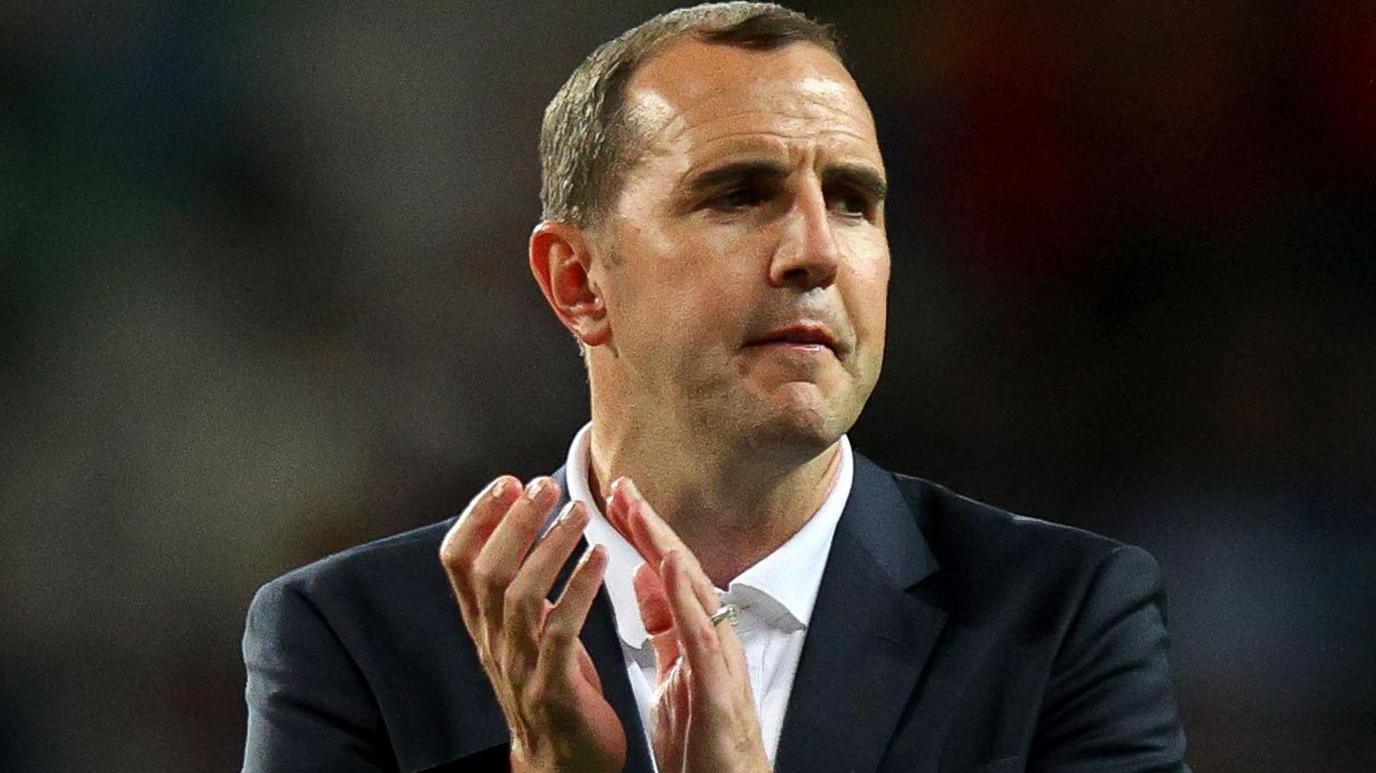 John O'Shea applauds Republic of Ireland supporters after last month's 3-0 defeat by Portugal