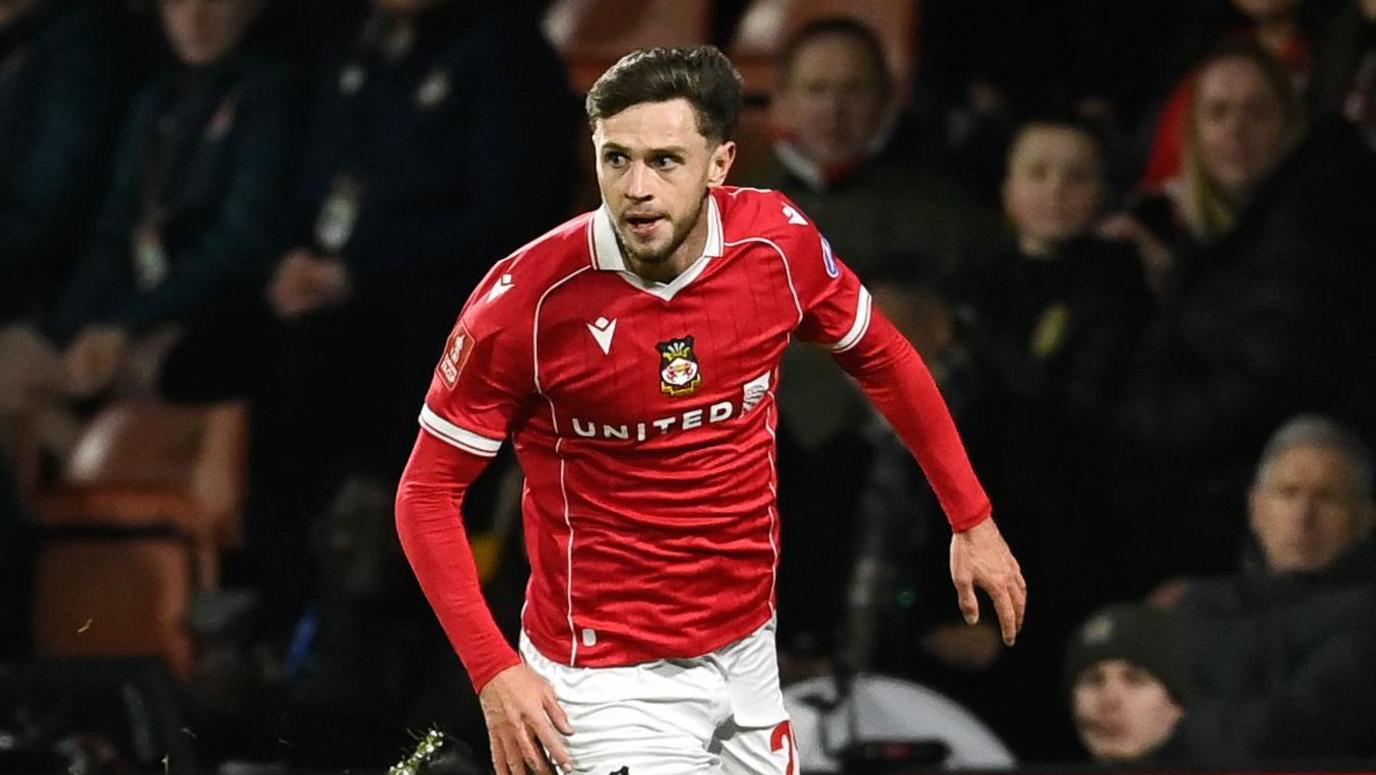 Ryan Barnett in action for Wrexham during the 2025-26 season